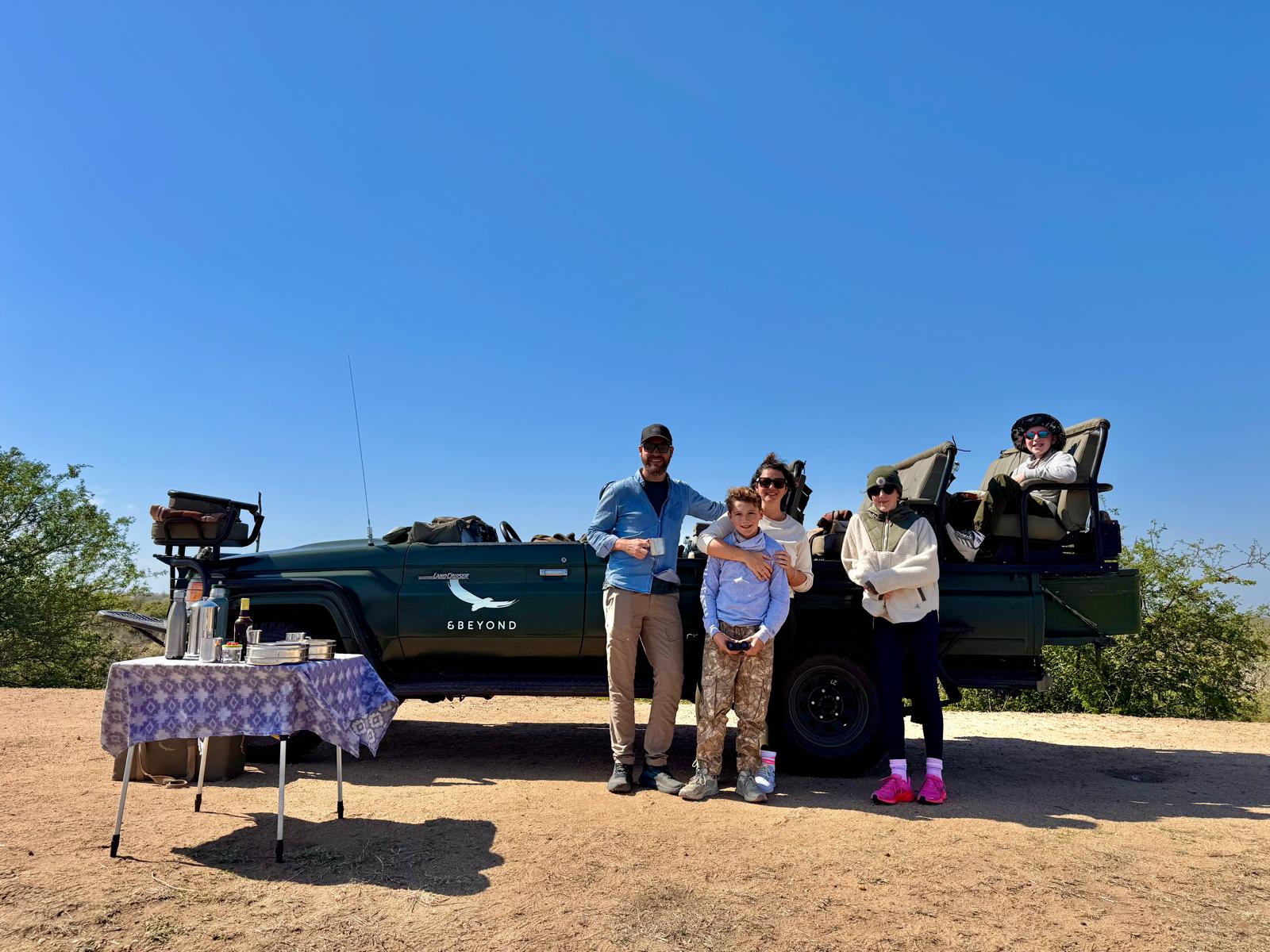 Our guests from the UK enjoying a family safari holiday in Timbavati Game Reserve at andBeyond Ngala Safari Lodge